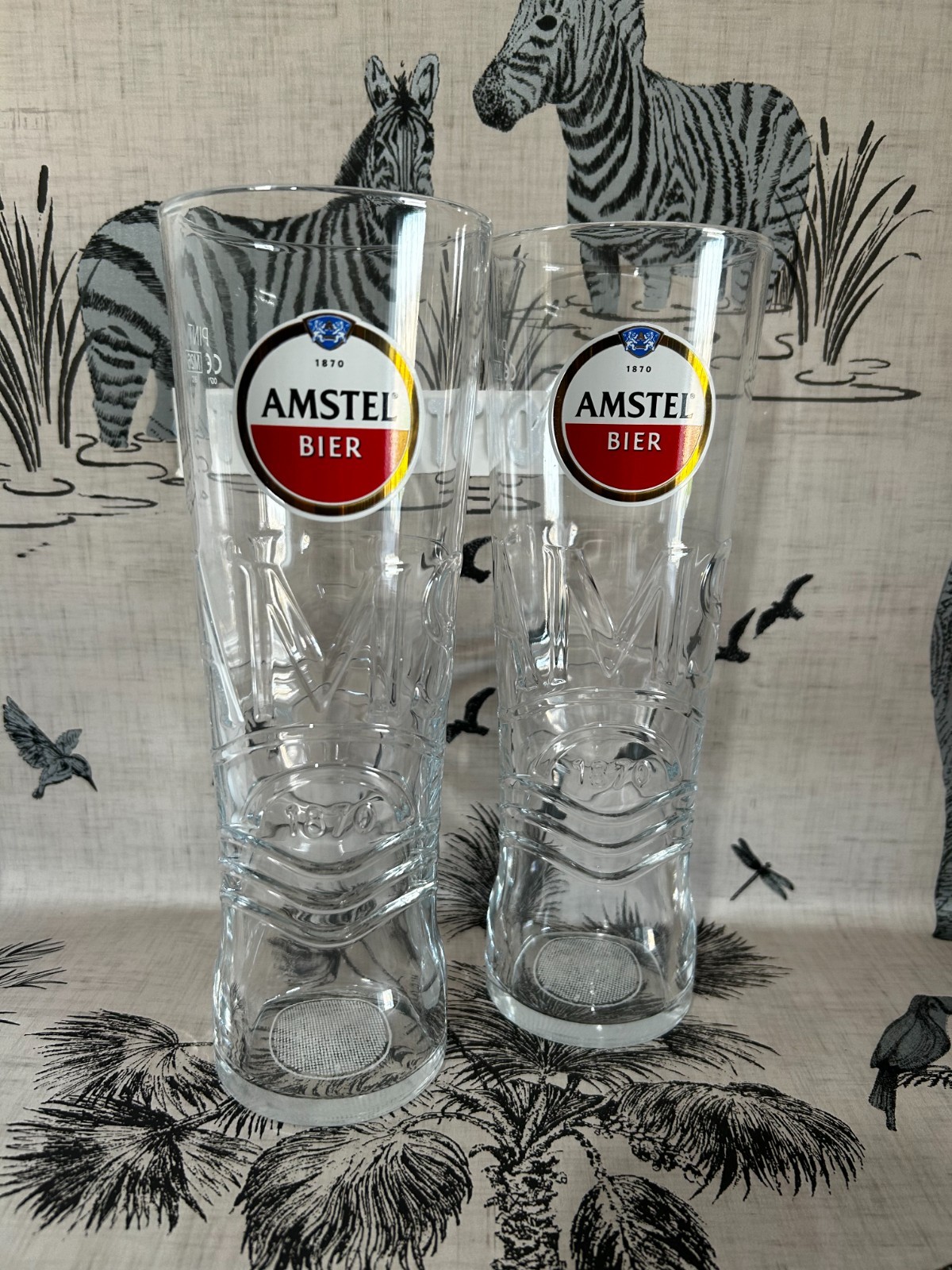 Amstel Pint 20oz Beer Glasses x 2 Brand New LATEST DESIGN M26 Free Postage