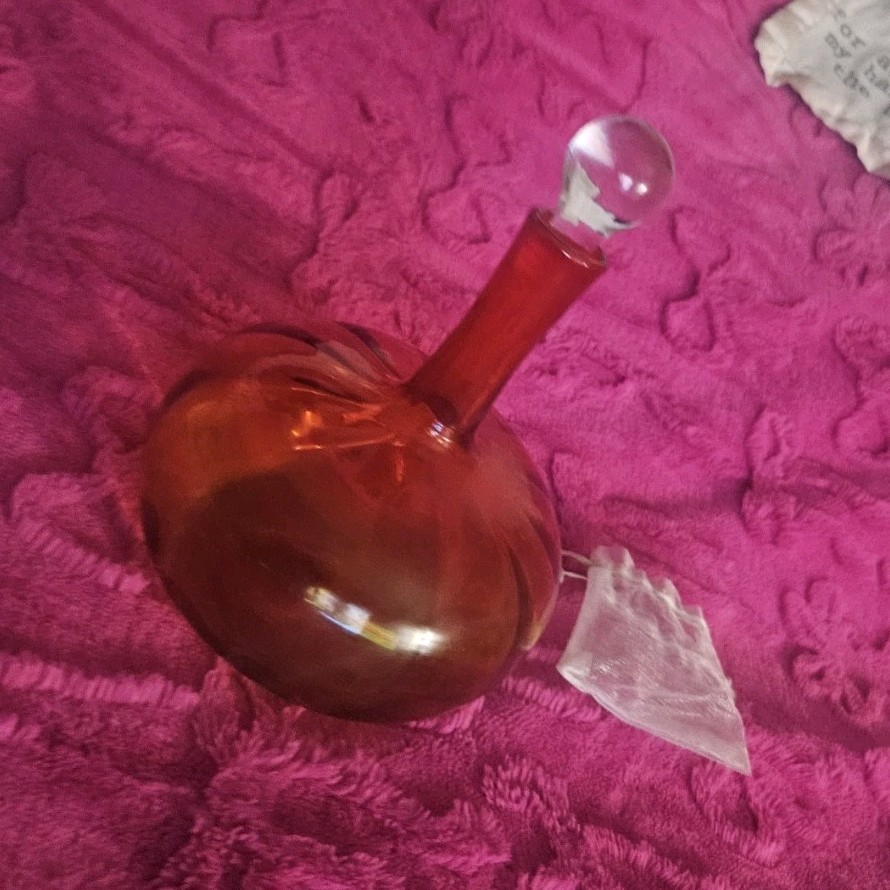 1965 blenko vintage Mcm tangerine amberina glass decanter with stopper 1965 blenko vintage Mcm tangerine amberina glass decanter with stopper