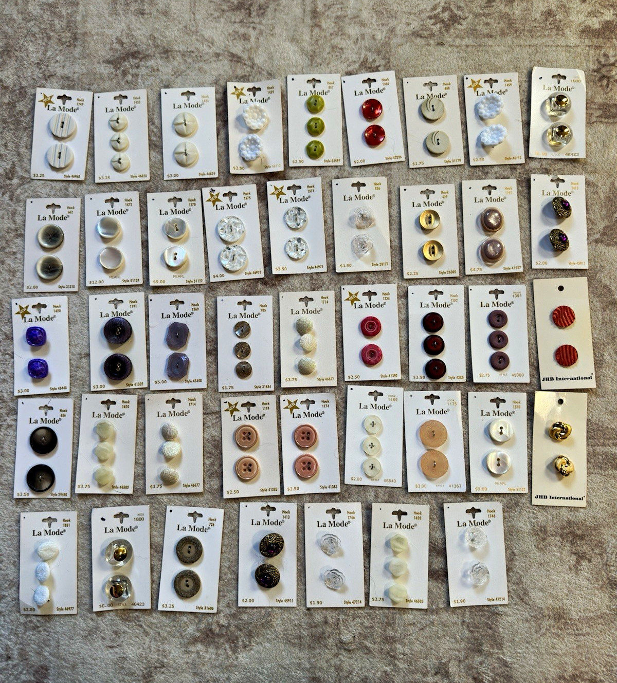 La Mode Button Lot 43 Cards Assorted Sewing Craft Buttons New Old Stock