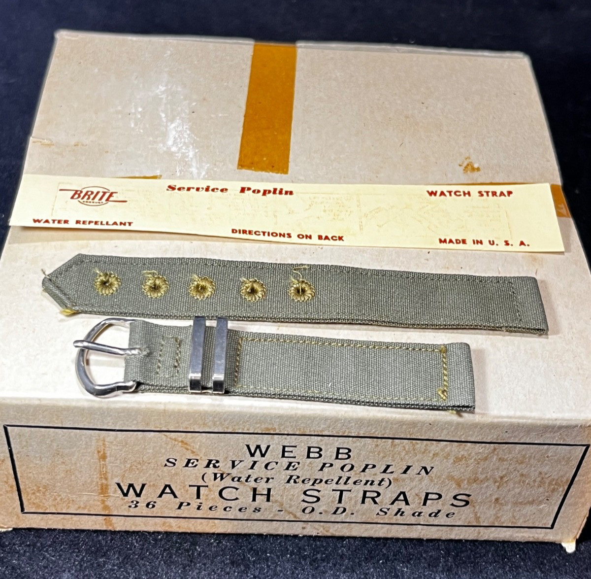 Vintage Brite New Old Stock 1940s WW2 US MILITARY Issue Watch BAND 16mm 5/8in B0