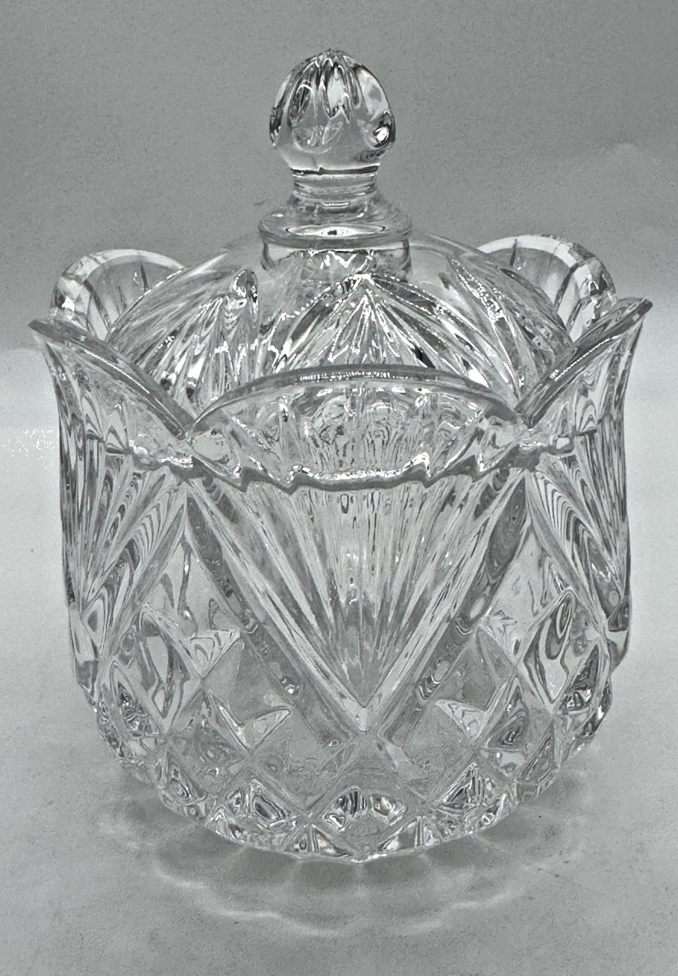 GODINGER CRYSTAL Blown Glass PINEAPPLE COLLECTION  Covered CANDY DISH Retired