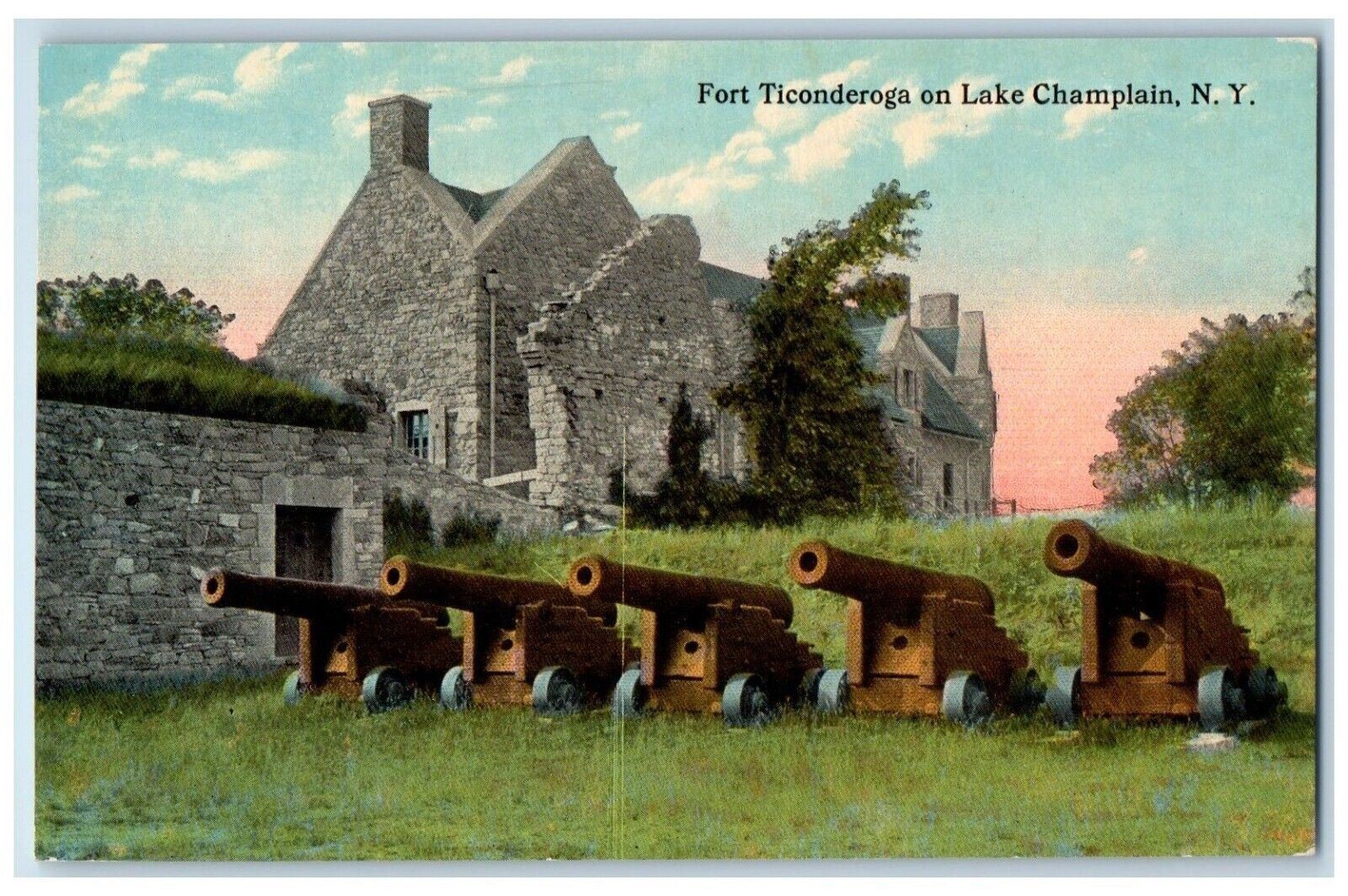 c1910 Fort Ticonderoga Cannon World War Lake Champlain New York Vintage Postcard c1910 Fort Ticonderoga Cannon World War Lake Champlain New York Vintage Postcard