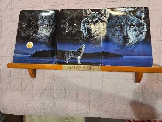 Bradford Exchange 2000 Eyes of Night by Vivi Crandell 3 Plates & Plate Holder Bradford Exchange 2000 Eyes of Night by Vivi Crandell 3 Plates & Plate Holder