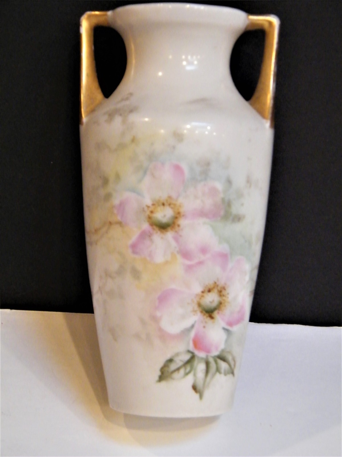 Antique C.T. Carl Tielsch Altwasser VASE Hand Paint Pink Porcelain Floral 1900s Antique C.T. Carl Tielsch Altwasser VASE Hand Paint Pink Porcelain Floral 1900s