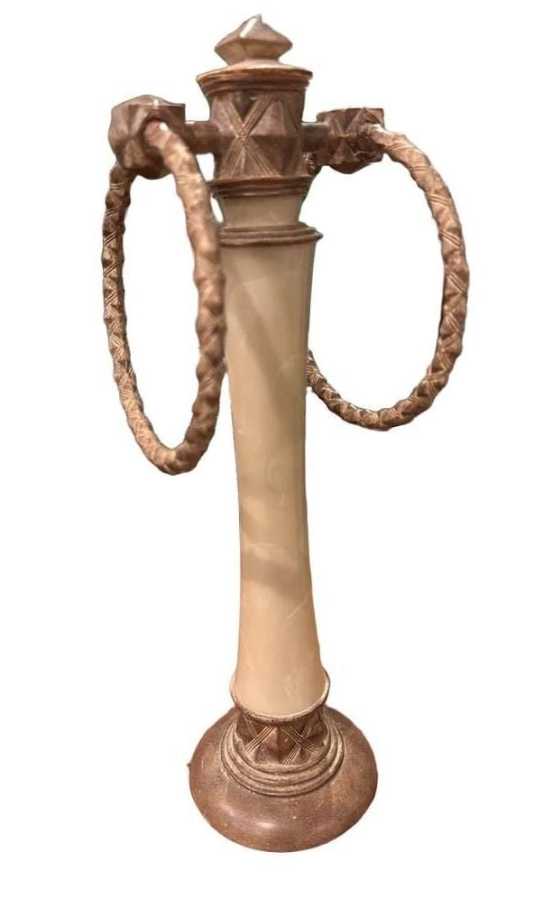 Vintage Faux Marble and Bronze Tone Decorative Stand