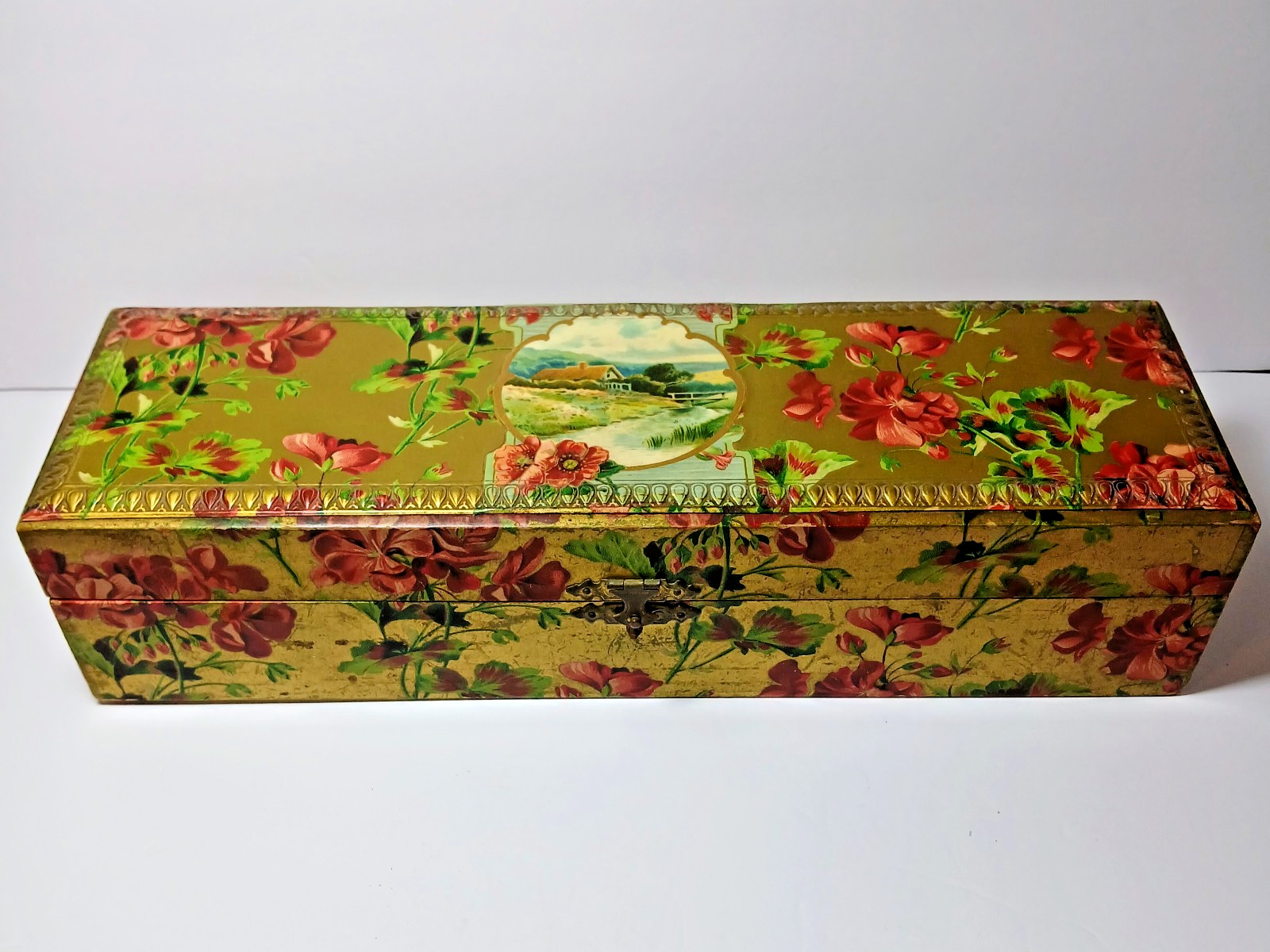Antique Victorian Celluloid Dresser Box Glove Vanity Cottage 1890-1910s