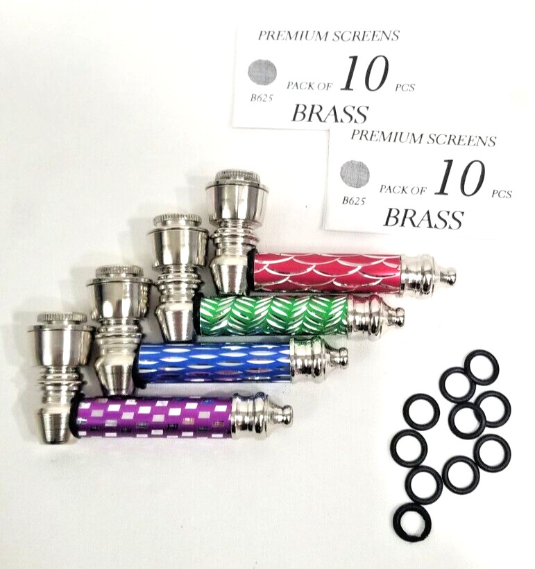 Set of 4 metal Pipes + 20 screens & 10 Oring