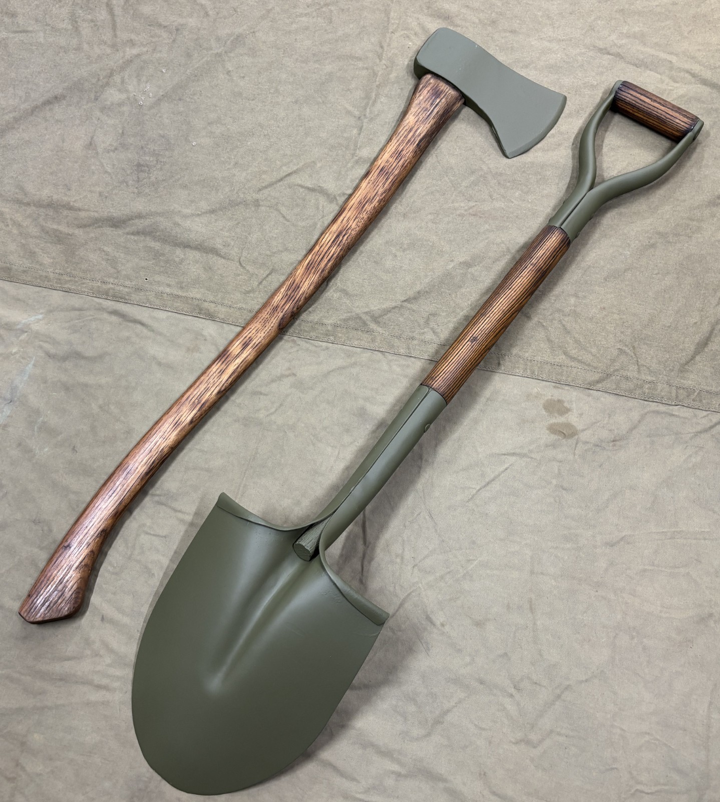 US ARMY MILITARY VEHICLE SHOVEL & AXE - MATCHING SET - WILLYS JEEP MB FORD GPW