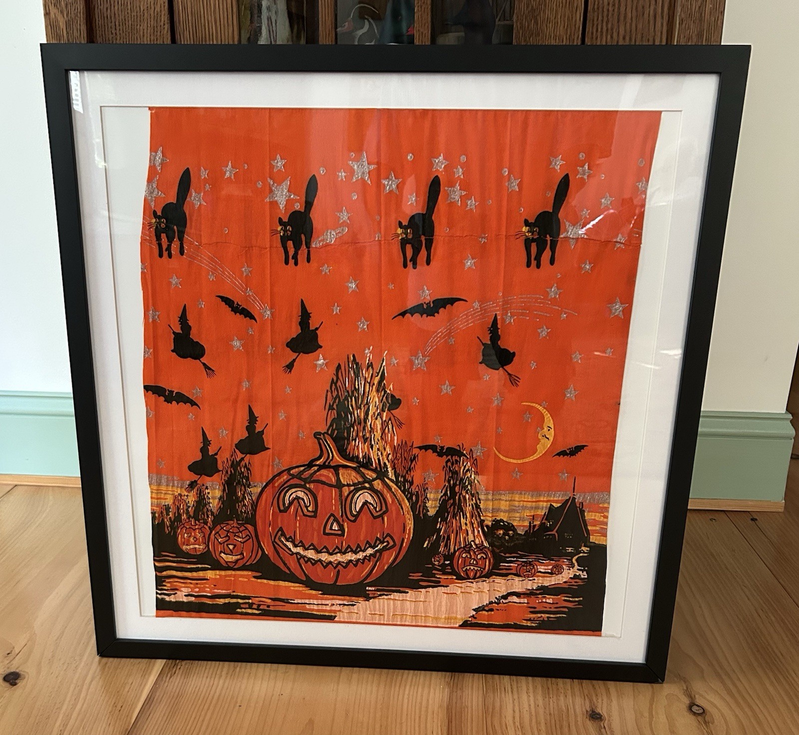 Vintage/ Antique Halloween Crepe Paper Framed. Vintage/ Antique Halloween Crepe Paper Framed.
