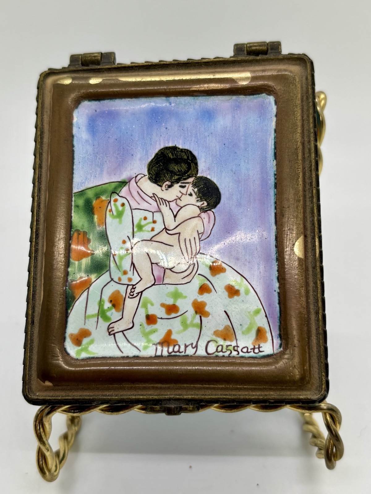 Vintage Kelvin Chen Enamel Hand Painted Trinket Box Mary Cassatt 542 2001 Vintage Kelvin Chen Enamel Hand Painted Trinket Box Mary Cassatt 542 2001