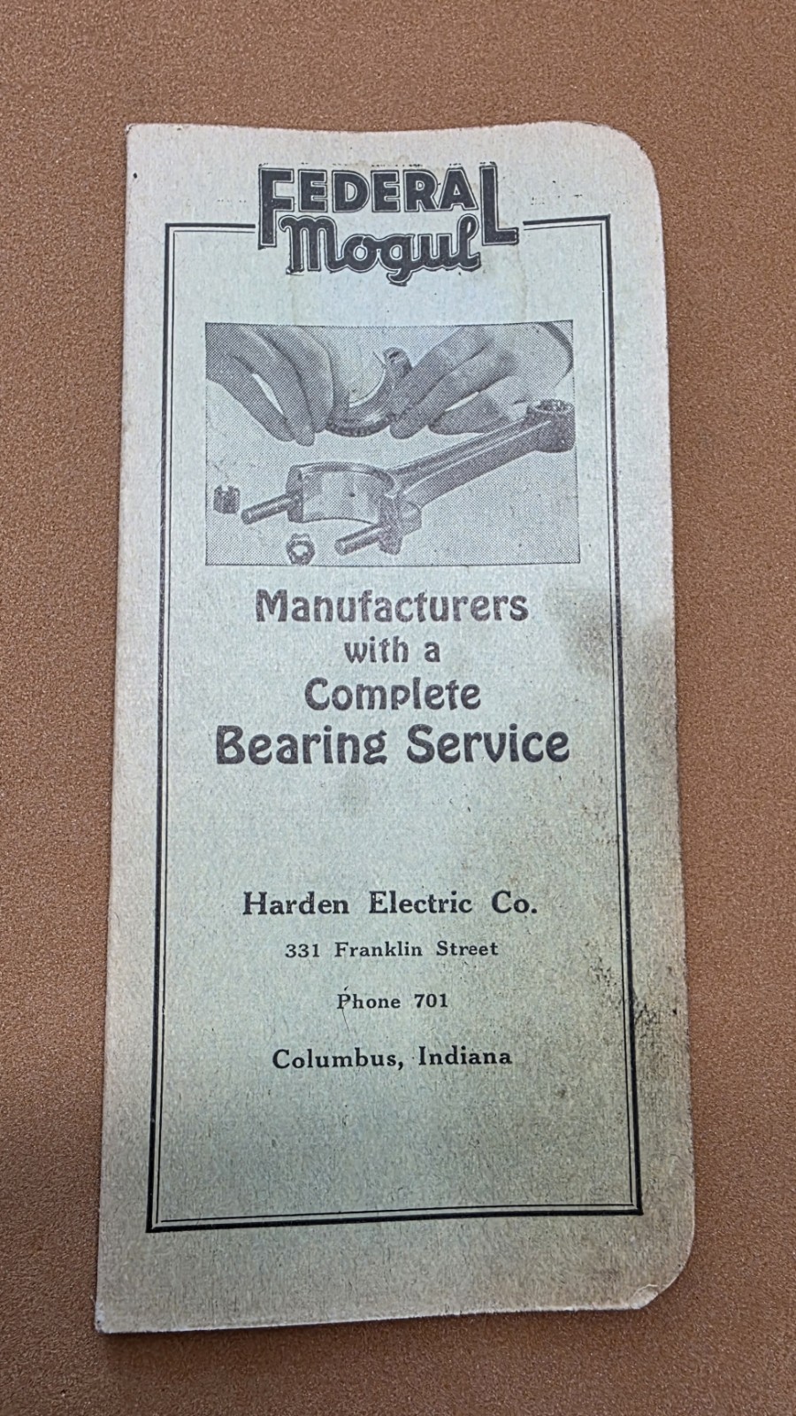 VTG 1939 Harden Electric Co. Columbus Indiana Federal-Mogul Oil Bearings 1940