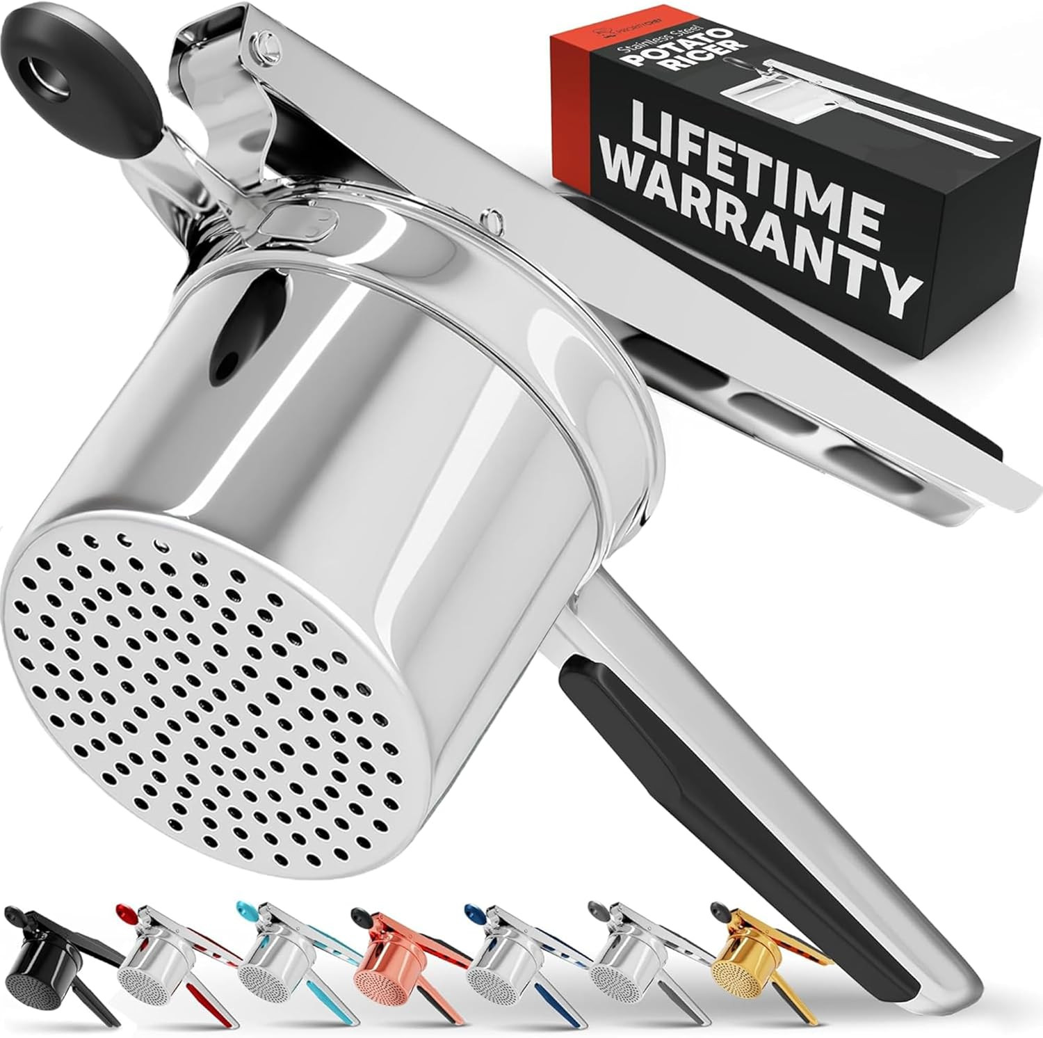 Prioritychef Large 15Oz Potato Ricer, Heavy Duty Stainless Steel Potato Masher a Prioritychef Large 15Oz Potato Ricer, Heavy Duty Stainless Steel Potato Masher a