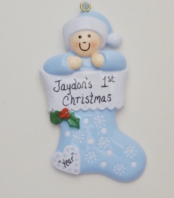Personalized Baby Boy\'s First Christmas Ornament