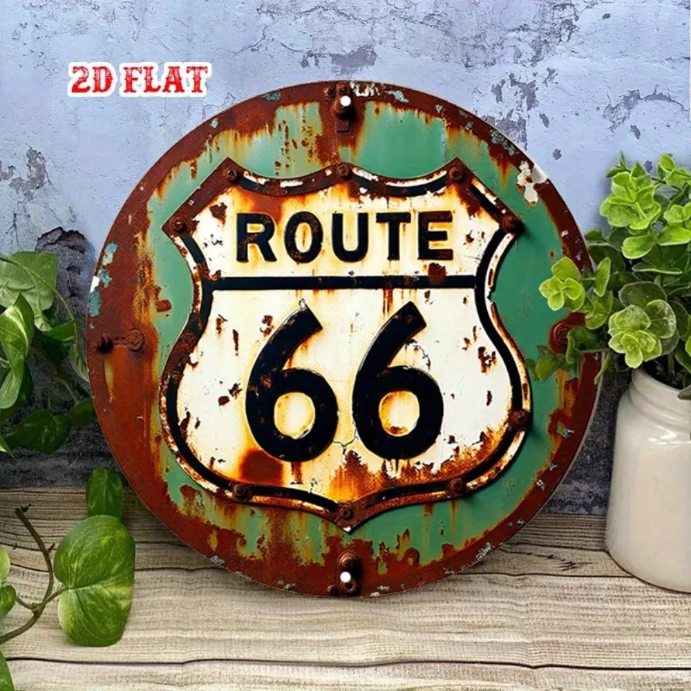 Route 66 Vintage Rusty Metal Sign Retro Tin Wall Decor for Garage Bar Man Cave Route 66 Vintage Rusty Metal Sign Retro Tin Wall Decor for Garage Bar Man Cave