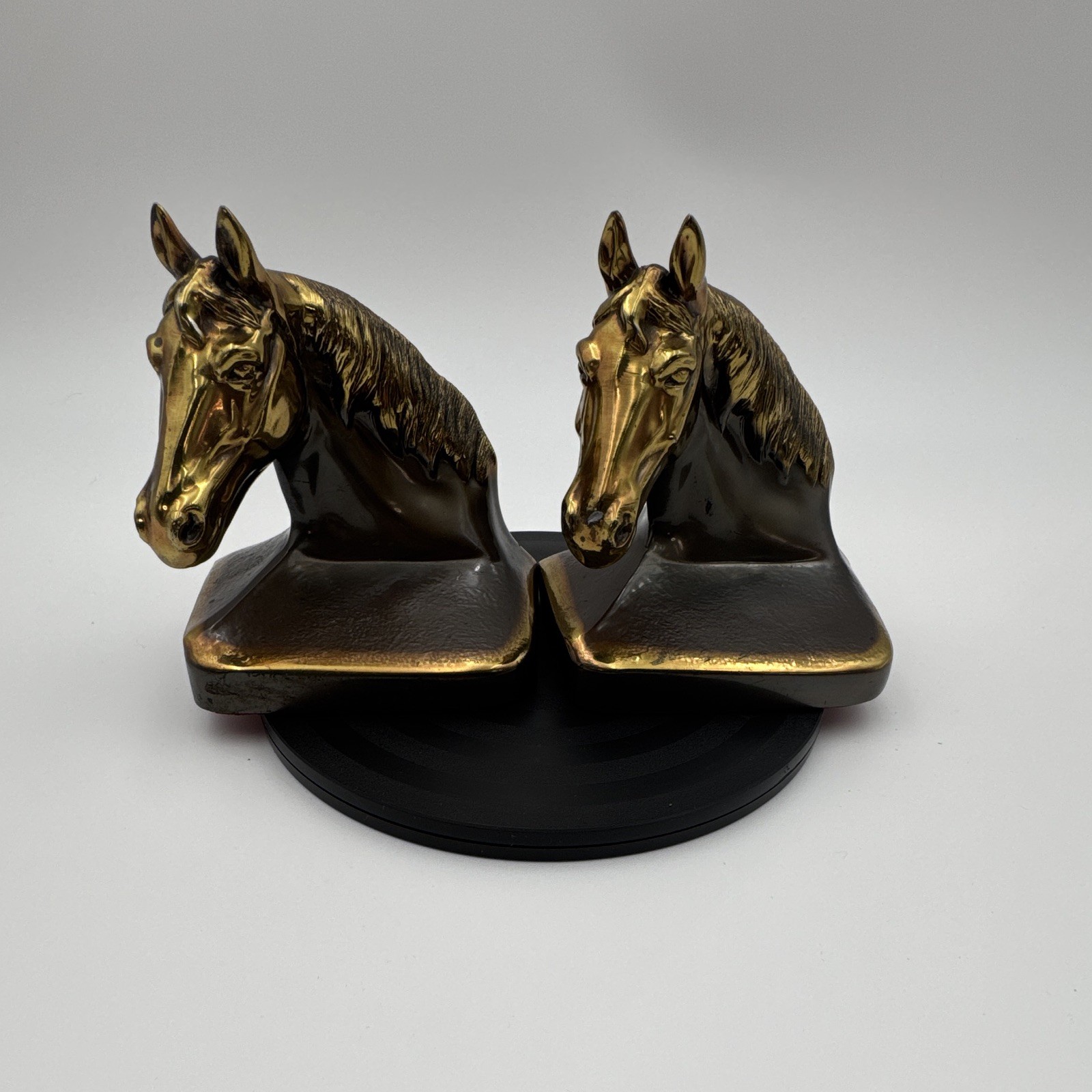 Vtg PMC 88 Bronze Plated Horse Head Bookends Philadelphia Mfg Co Pair 
