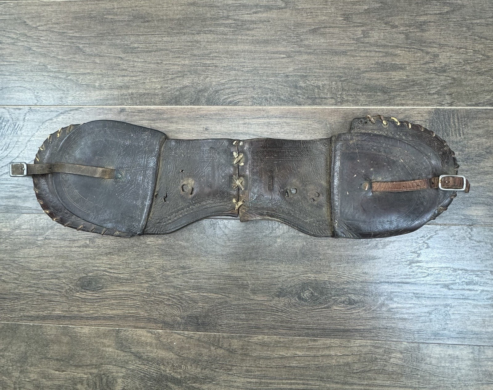 Original F. A. Meanea Leather Saddle Bags Western Rodeo Cowboy Early 1900’s