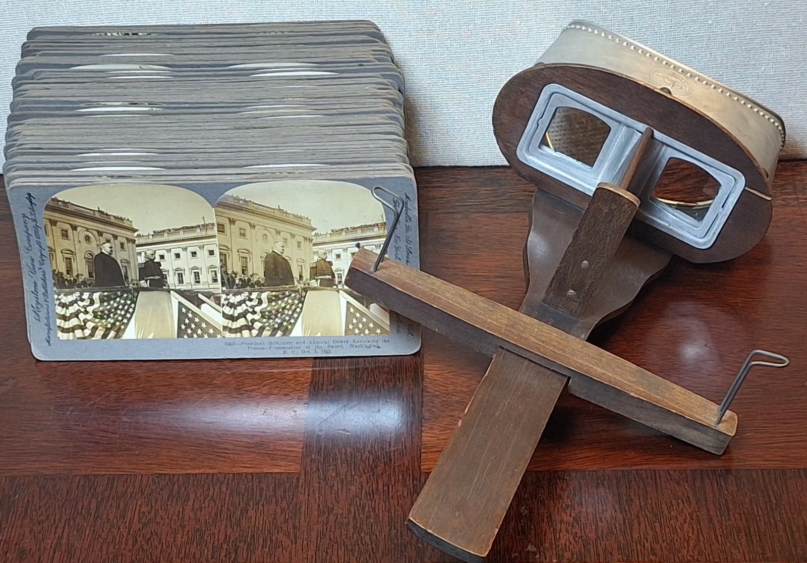 Vtg Monarch Stereoview Viewer Set 95 Keystone Cards Lot Logging McKinley Pyramid