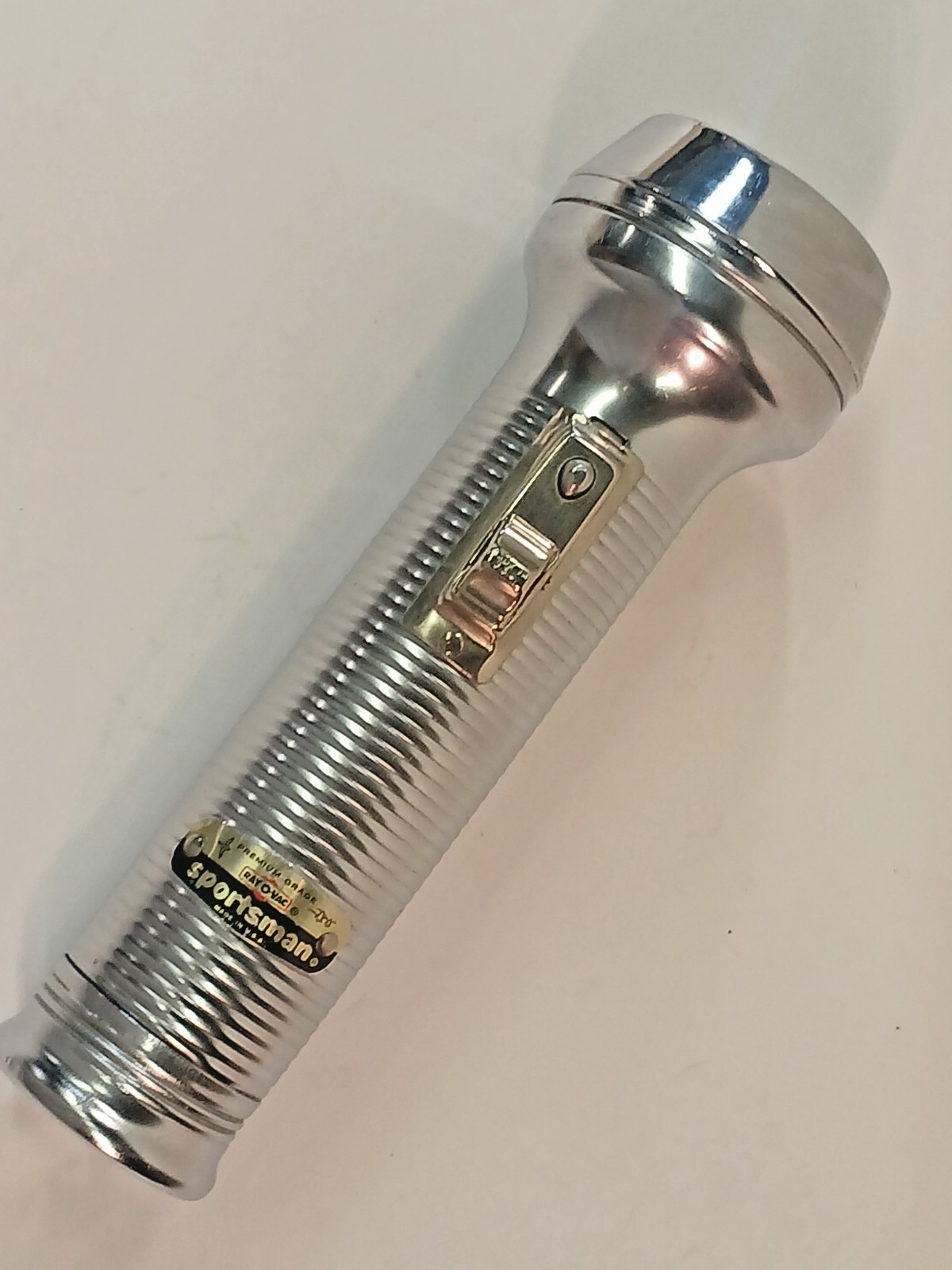 Vintage Ray-O-Vac Sportsman Chrome Heavy Duty Flashlight 1950’s USA - Functional