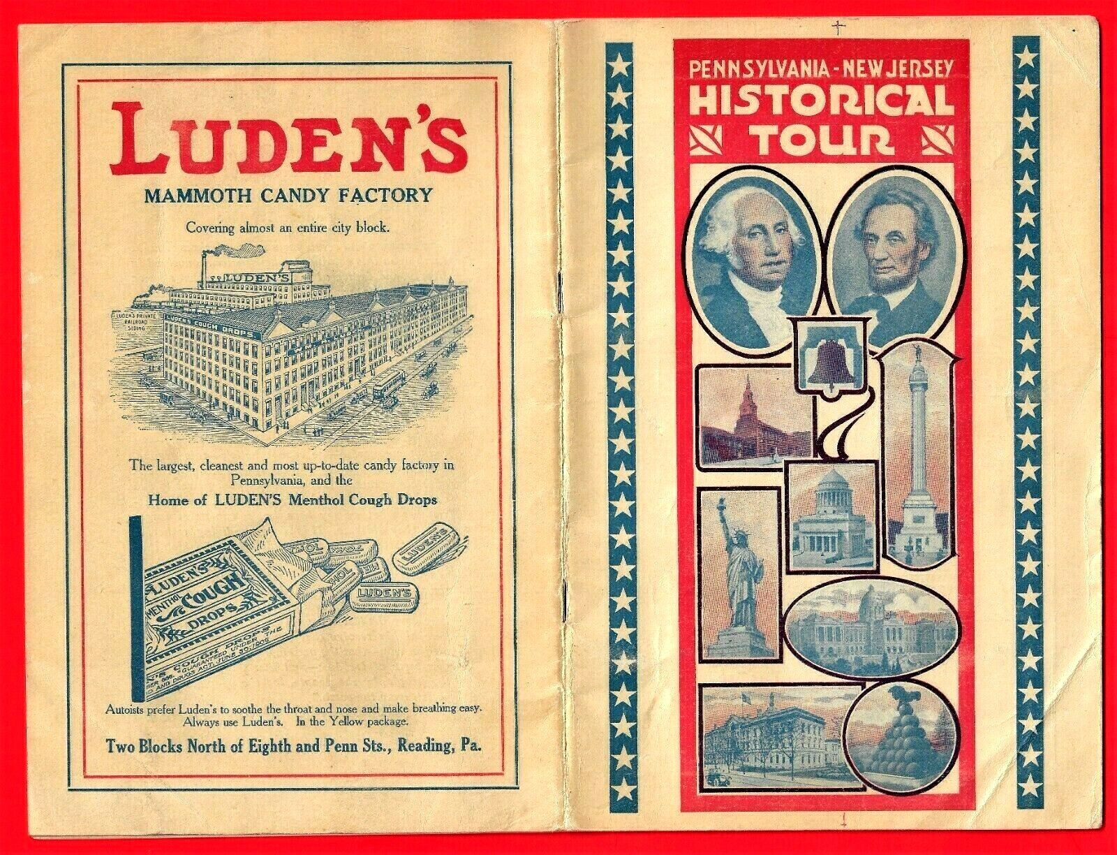1919 PENNSYLVANIA - NEW JERSEY HISTORICAL AUTOMOBILE TOUR ~ SCARCE AUTO TRAVEL