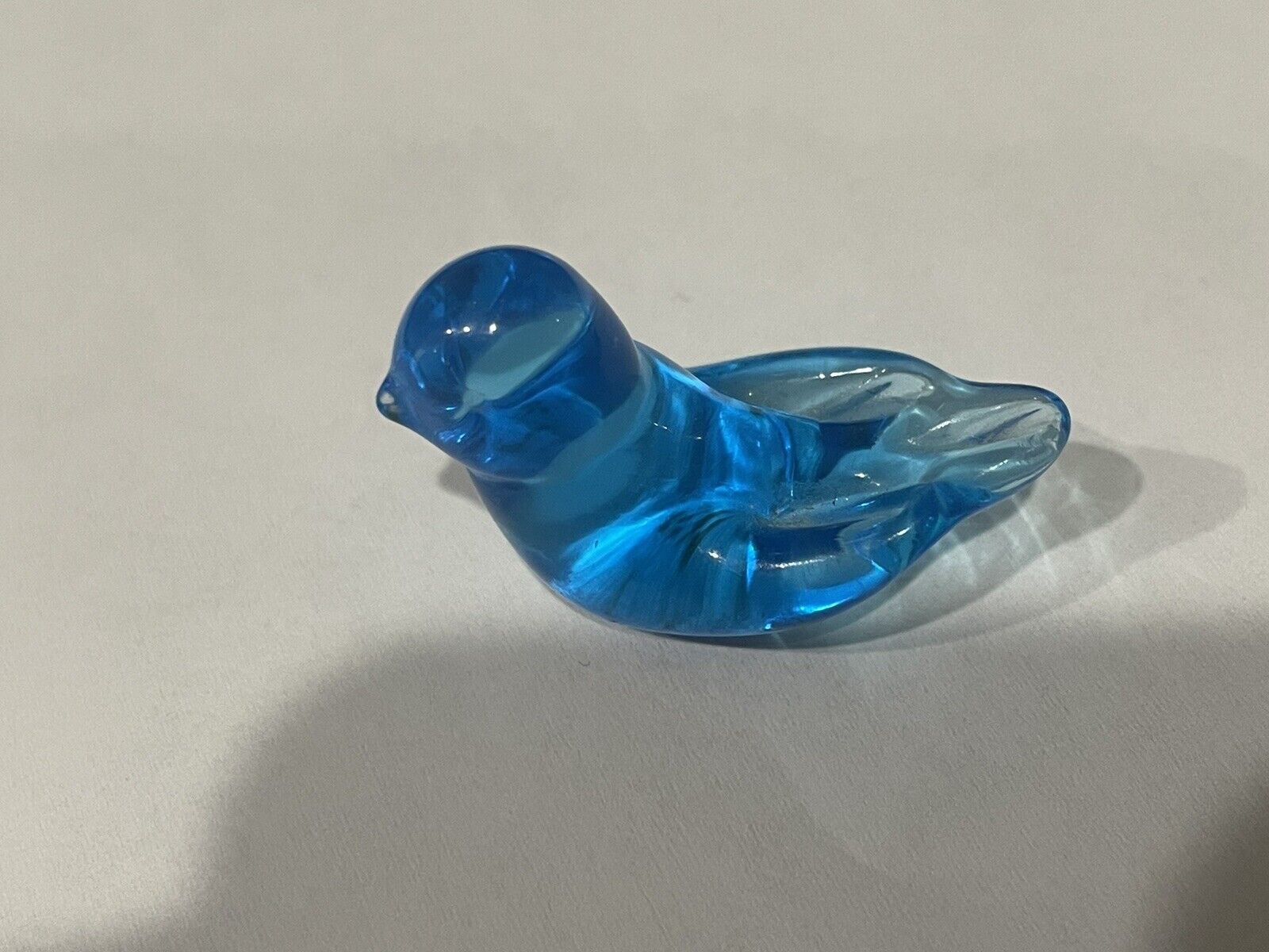 Leo Ward Bluebird of Happiness 1990s Glass Bird Figurine Signed 