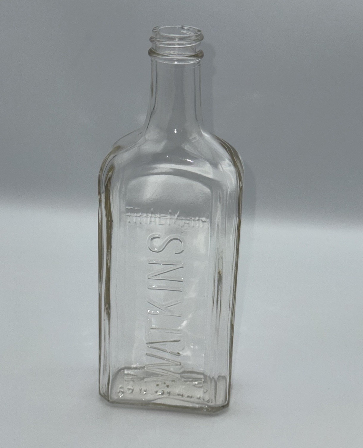 J.R Watkins Embossed Glass Bottle Early 20th Century, Vintage, Made In The USA