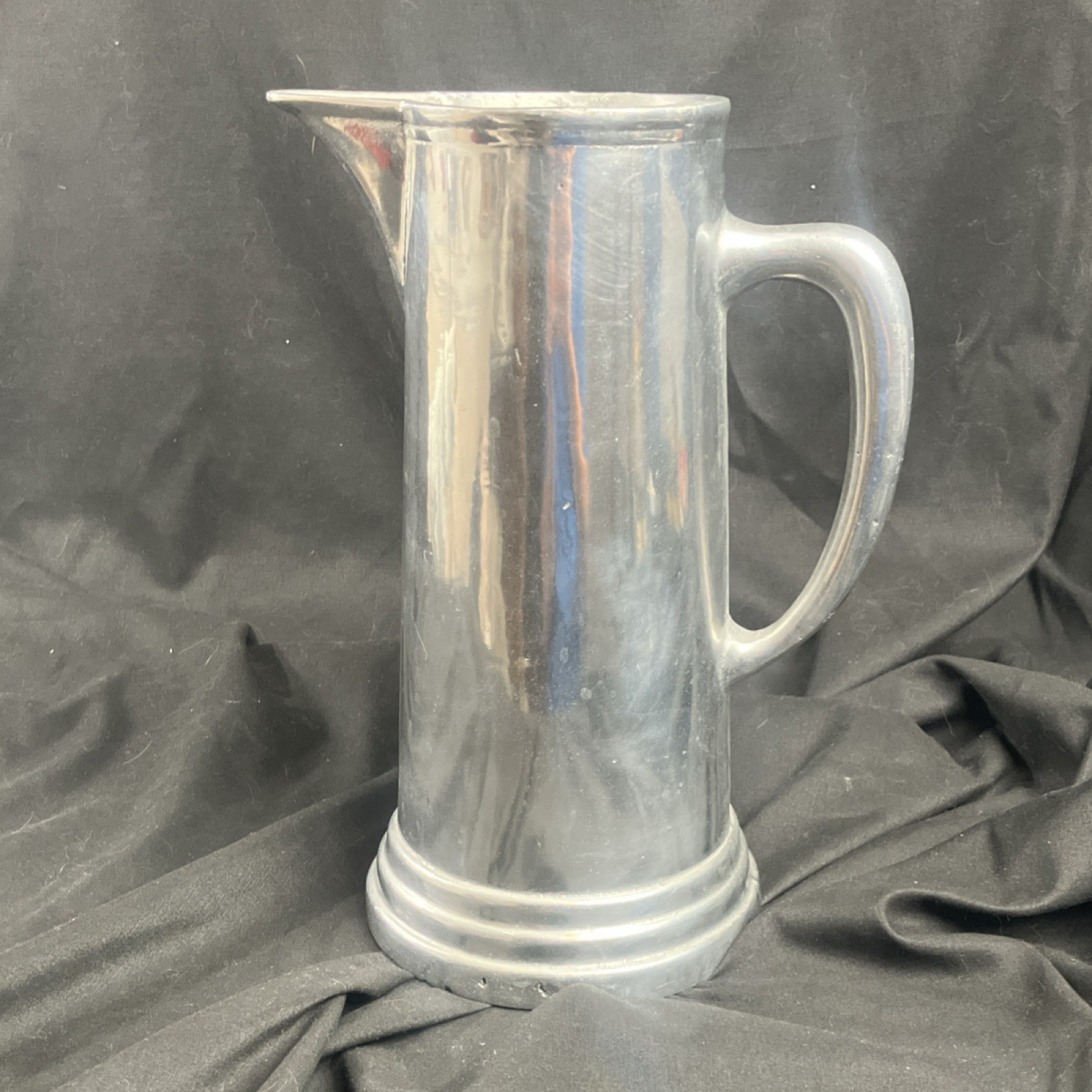 Vintage Pewter Pitcher Unbranded 11 7/8 Inches Tall Well Made Construction Ka2