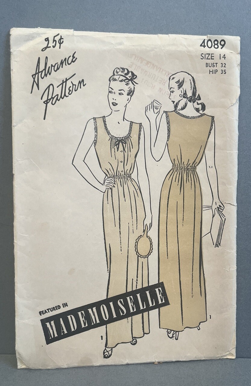 Vintage 1940s Advance Sewing Pattern 4089 Misses Dress Size 14 - Uncut
