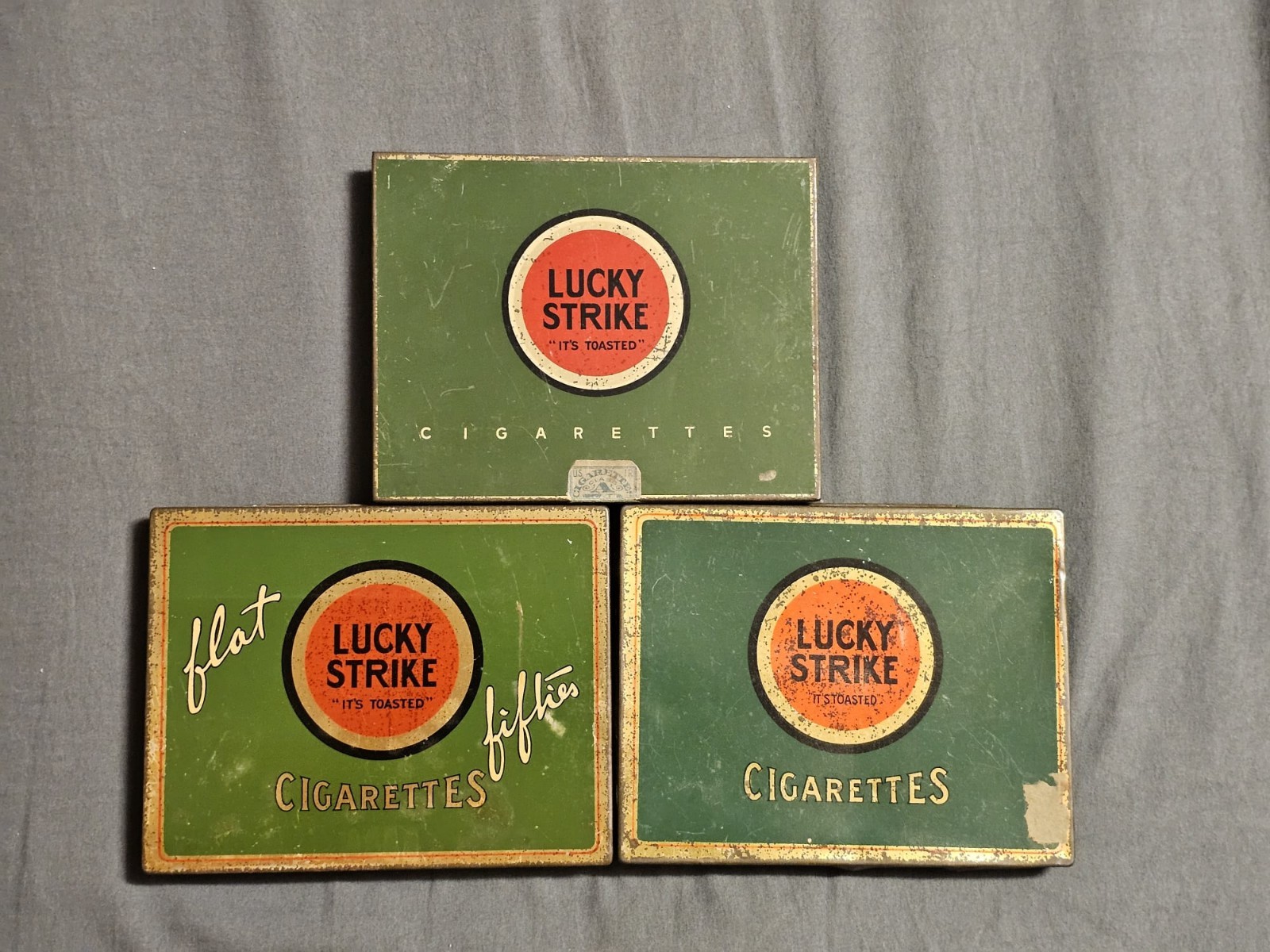 Lucky Strike Tin Boxes Pre WW2 1929-1935 Lucky Strike Tin Boxes Pre WW2 1929-1935