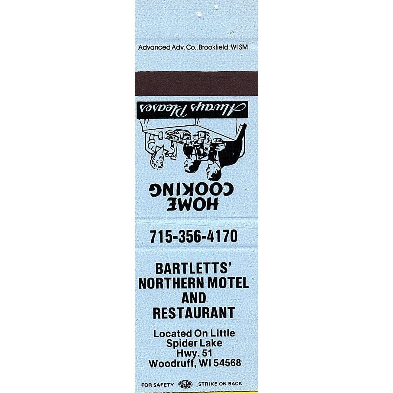Bartlett\'s Northern Motel & Restaurant Woodruff WI Vtg Matchbook Cover SMB69-4 Bartlett\'s Northern Motel & Restaurant Woodruff WI Vtg Matchbook Cover SMB69-4