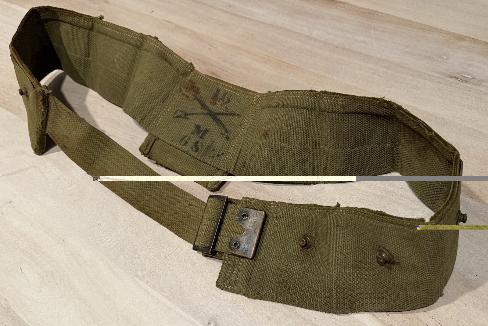 Antique WWI Era Mills US Army Cartridge Belt 3 Pocket Pouch Military Collectible