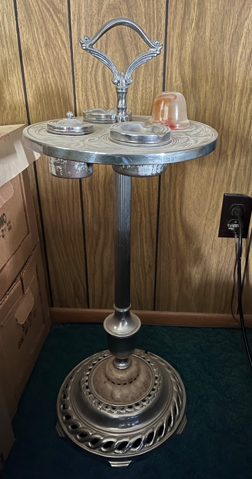 Vintage Mid Century Standing Ashtray Smoking Stand Marble Look 28” Vintage Mid Century Standing Ashtray Smoking Stand Marble Look 28”