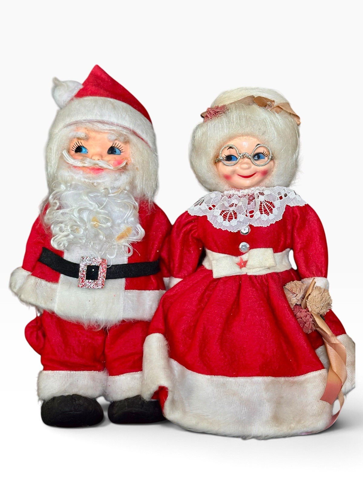 Vtg 1960's Christmas Mr & Mrs Santa Claus Dolls 14
