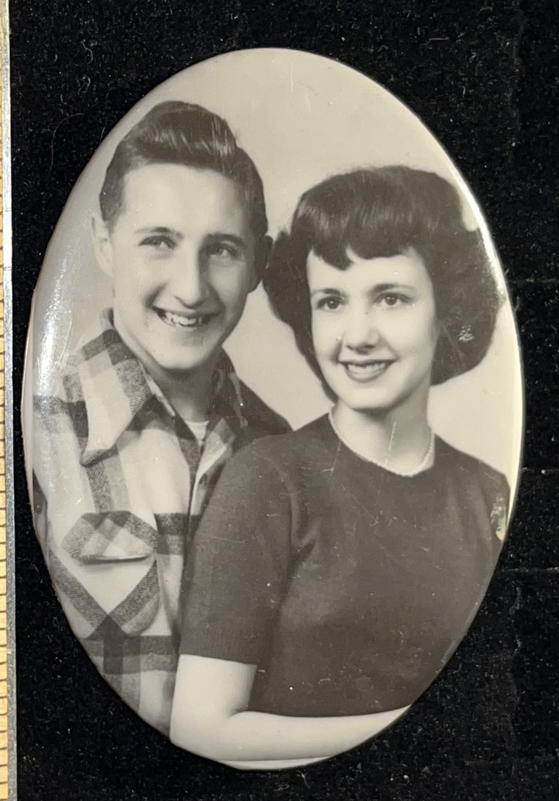 Vintage Celluloid Photograph Pocket Mirror Happy Couple Vintage Celluloid Photograph Pocket Mirror Happy Couple