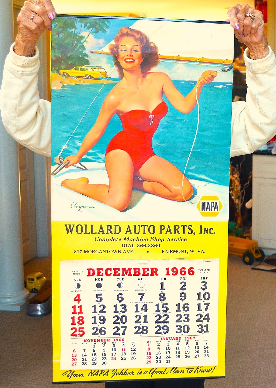 Gil Elvgren 1966 Pin Up Calendar Napa Morgantown WV. Willard Auto Parts. 33 Gil Elvgren 1966 Pin Up Calendar Napa Morgantown WV. Willard Auto Parts. 33