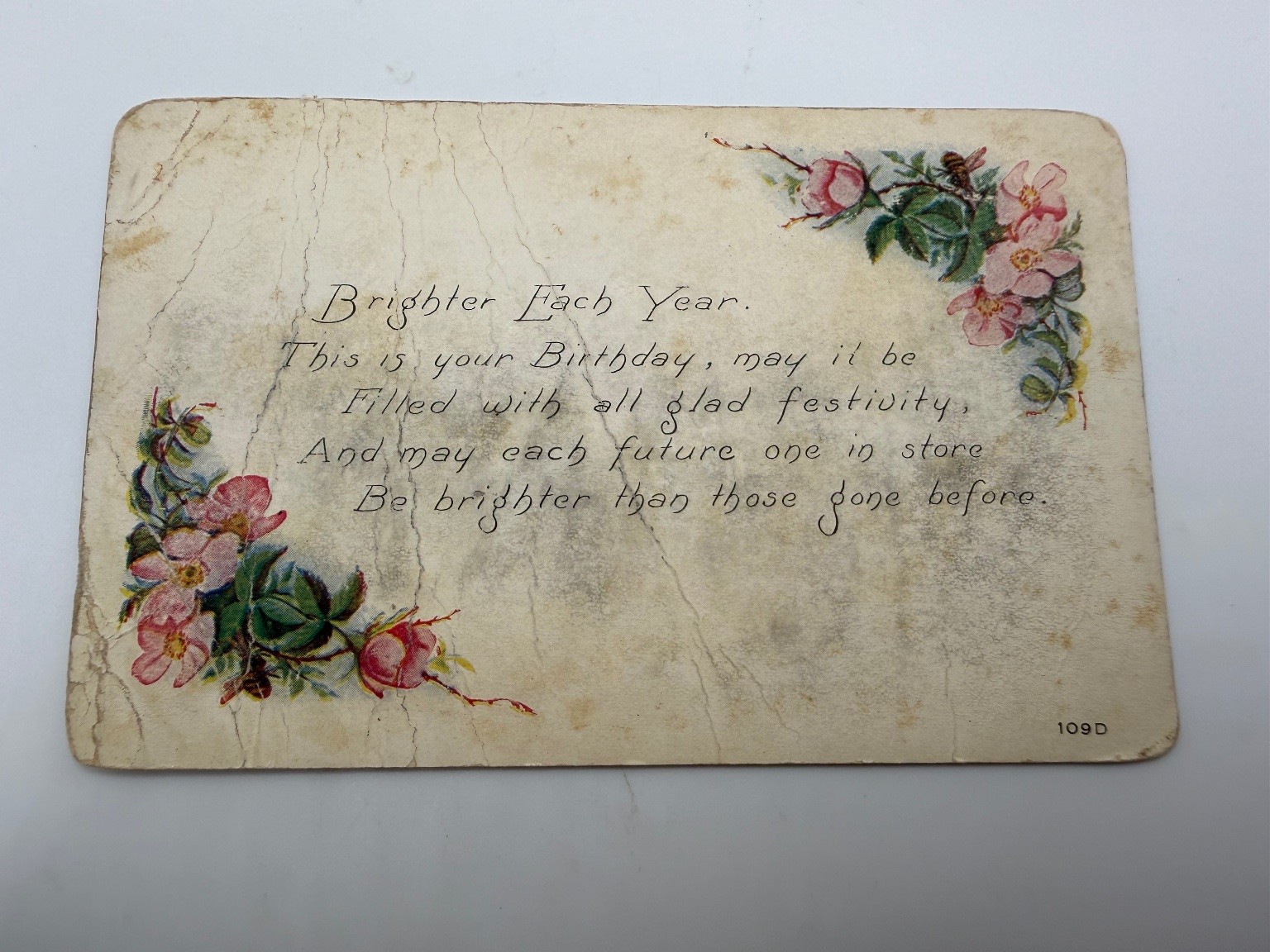 Antique 1910s Birthday Postcard Floral Roses Owen Card Pub. Co. Antique 1910s Birthday Postcard Floral Roses Owen Card Pub. Co.
