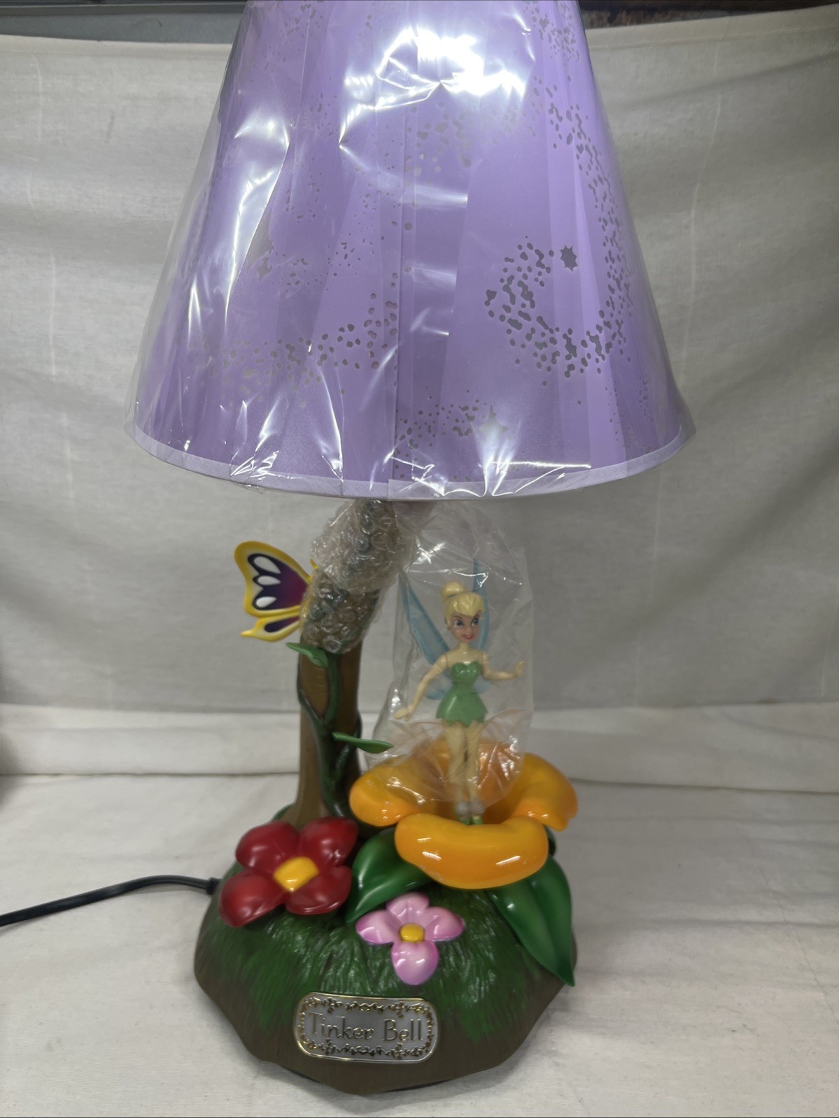 Disney Tinker Bell 2004 Vintage Flower Table Lamp Musical  By M.H. SEGAN
