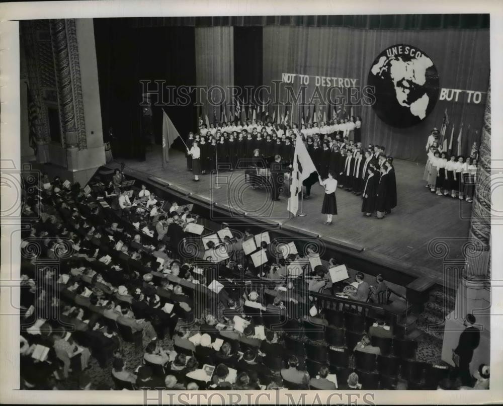 1949 Press Photo Three Day UNESCO Conference at Cleveland Music Hall