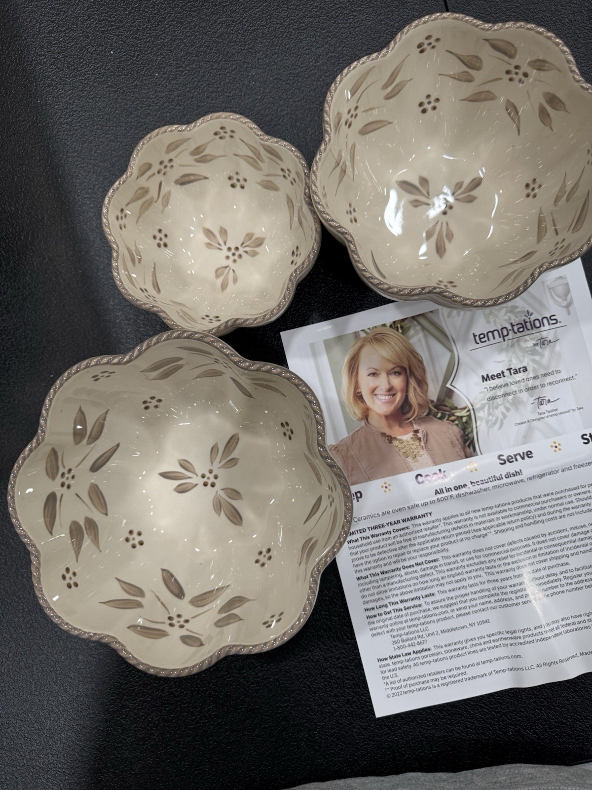 Temp-Tations Old World 3pc Set. .5qt, 1.0qt, And 1.5qt. Baking Dishes. New Temp-Tations Old World 3pc Set. .5qt, 1.0qt, And 1.5qt. Baking Dishes. New