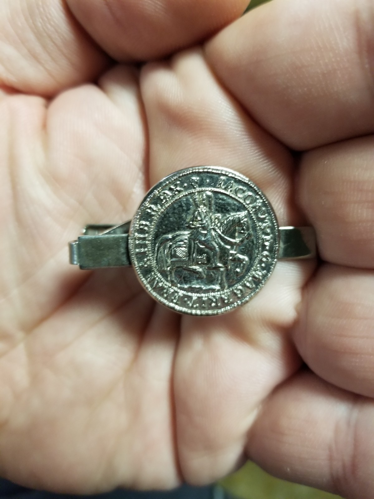 Knights Templar Vintage Silver Tone Tie Clip Clasp Medallion Seal