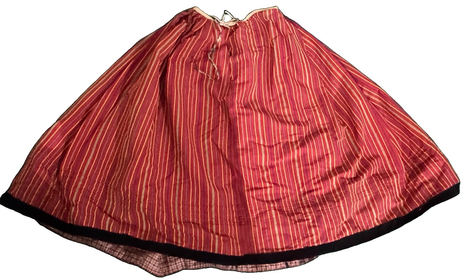 Vintage Polish Folk Art Skirt - Striped European Traditional Costume