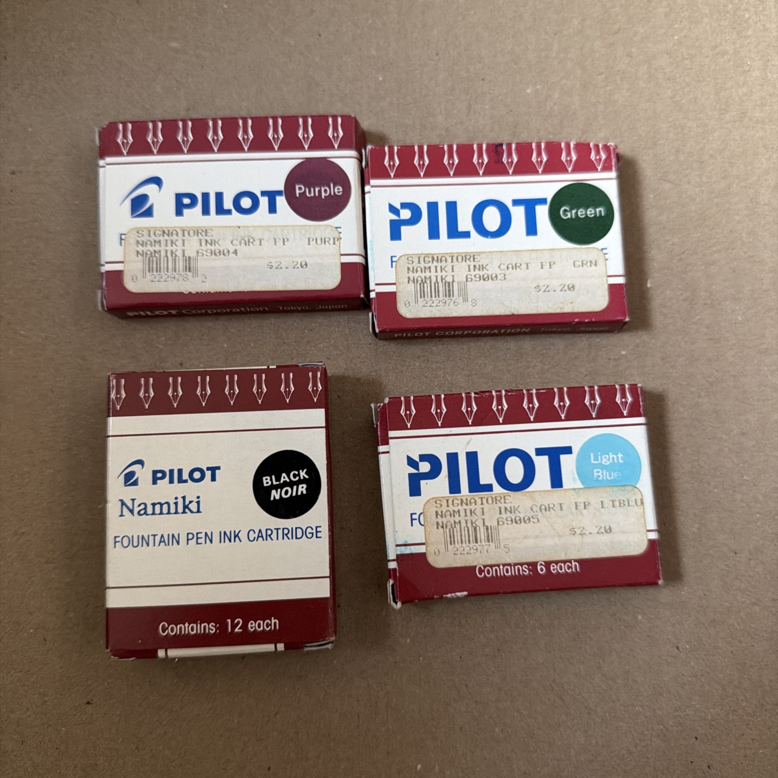Vintage Pilot Namiki Fountain Pen Ink Cartridges IC-50 IC-100 4 Box Color Lot