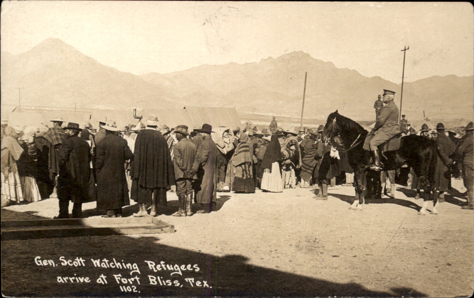 Gen Scott Fort Bliss TX Refugees Arrive c1910 RPPC Mexican Revolution bhn