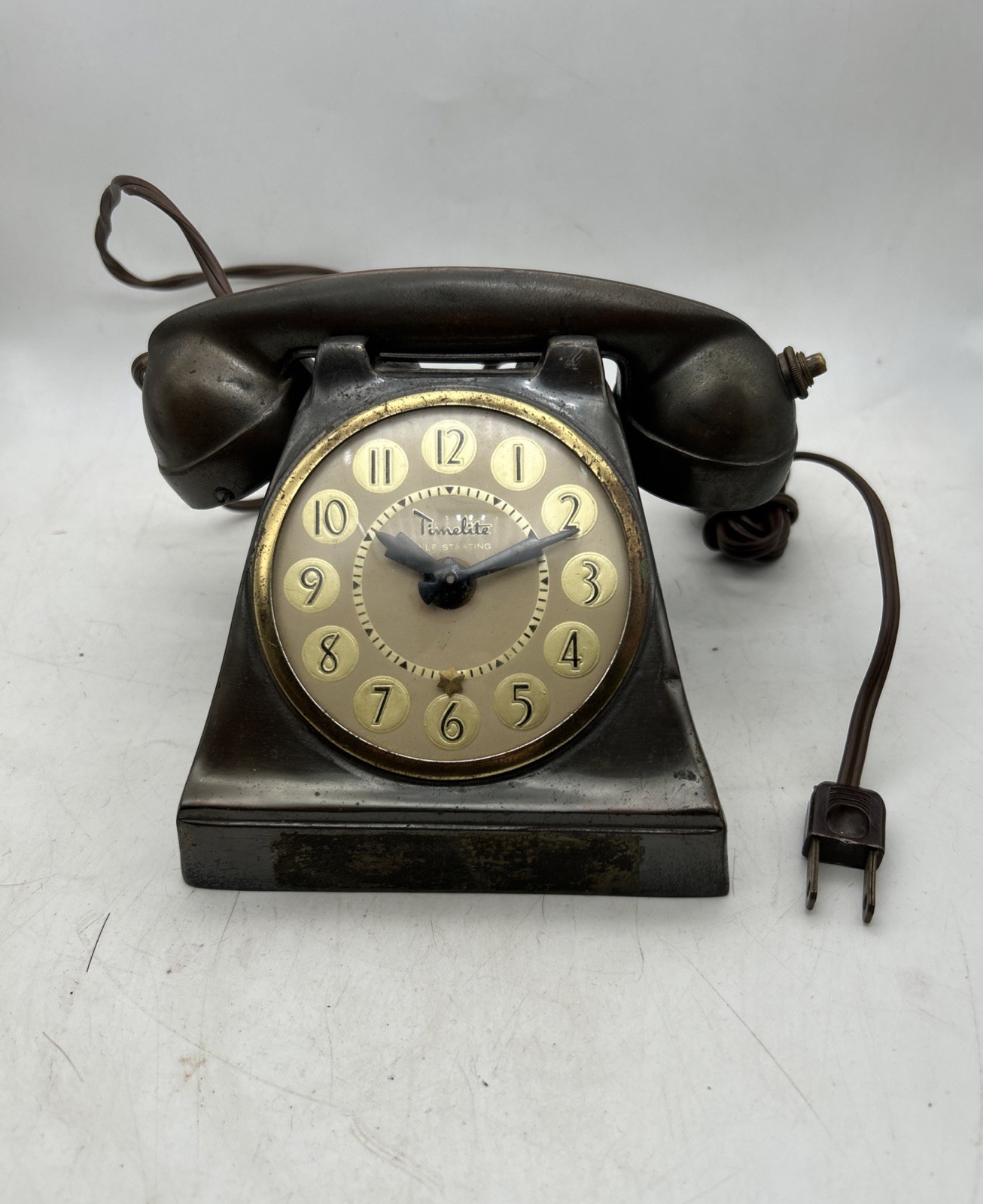 Vintage Timelite Telephone Phone Clock Table Lighter Alba Art Tobacciana