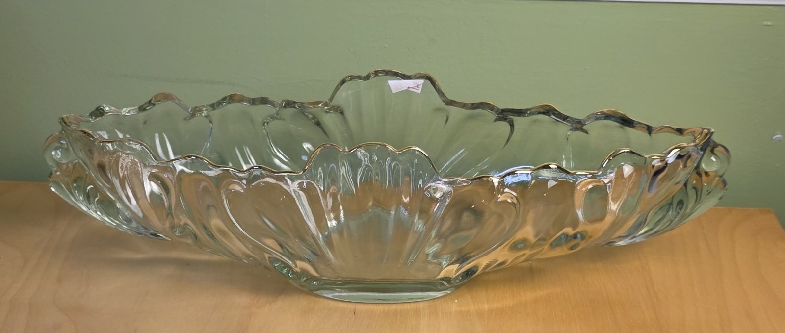 Vtg Jeannette Glass Gondola Bowl - Console Bowl - Gold Edging - 15\