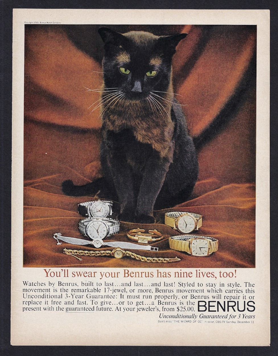 1960 BENRUS WATCHES Ad 