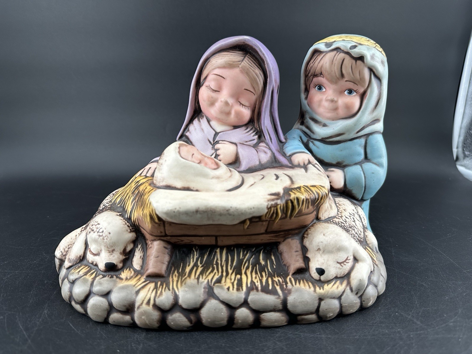 Vintage Ceramic Nativity Hand Painted  Mary Joseph Baby Jesus Christmas Decor