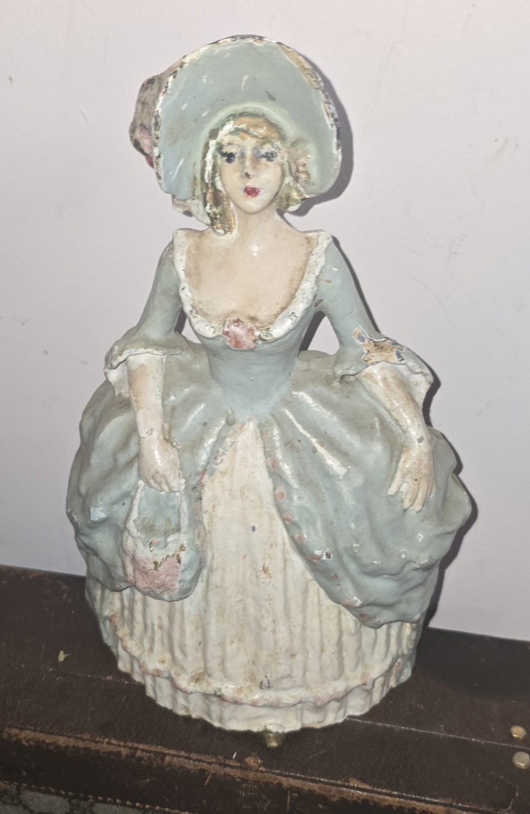 Antique Cast Iron Southern Belle Colonial Lady Woman Doorstop 12\ Antique Cast Iron Southern Belle Colonial Lady Woman Doorstop 12\