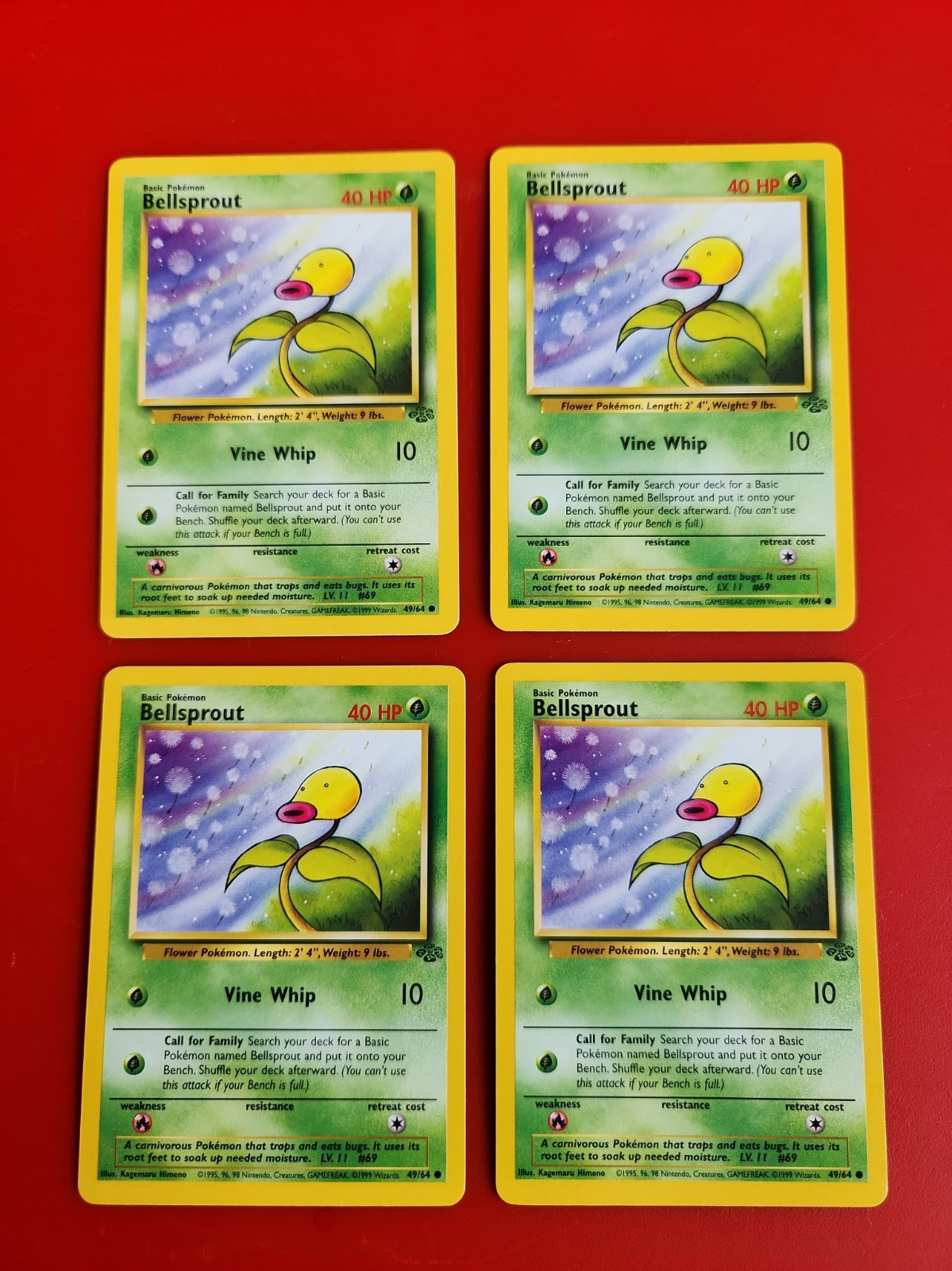 Pokémon (4) Cards BELLS PROUT Jungle 49/64 Regular Unlimited Common Vintage 1999
