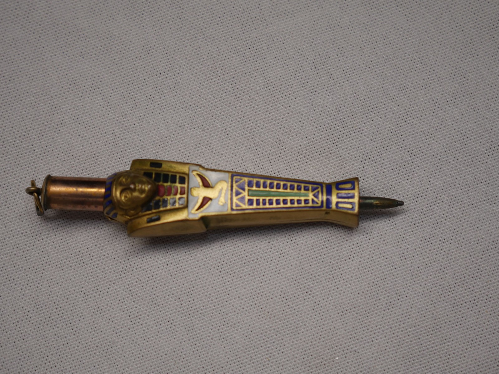 2 sided Art Deco Egyptian Revival Mechanical Pencil Pendant Enamel Metal marked 2 sided Art Deco Egyptian Revival Mechanical Pencil Pendant Enamel Metal marked