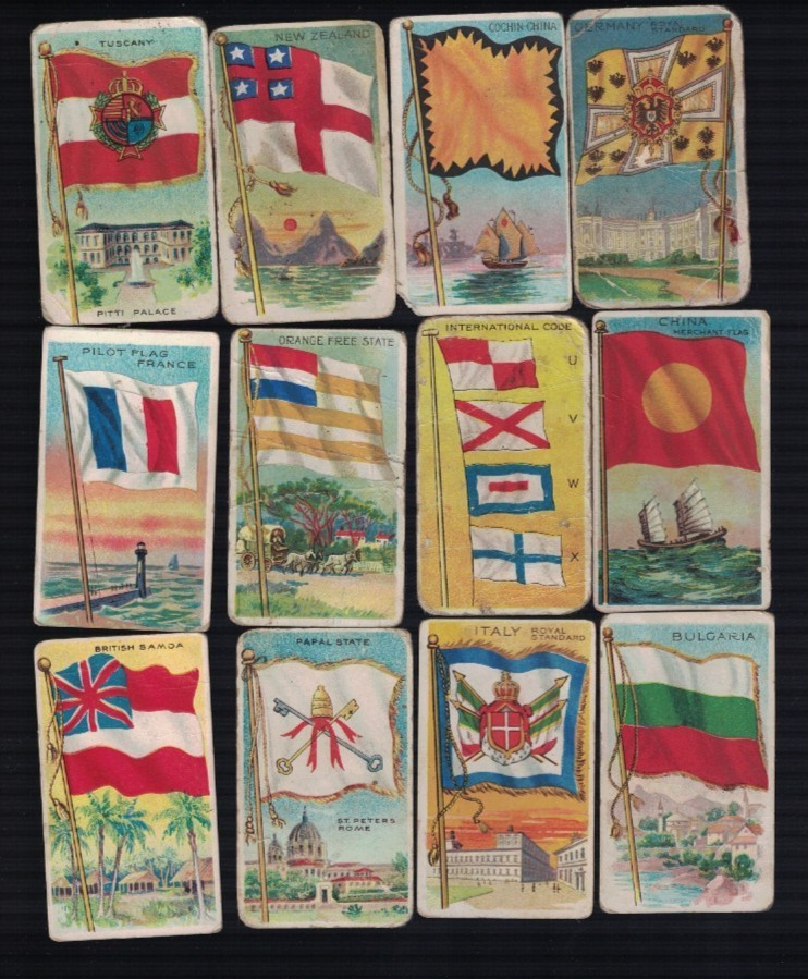 Lot of 12 1910-11 Recruit Back T59 Flags of All Nations Tobacco Cards LLC Lot of 12 1910-11 Recruit Back T59 Flags of All Nations Tobacco Cards LLC
